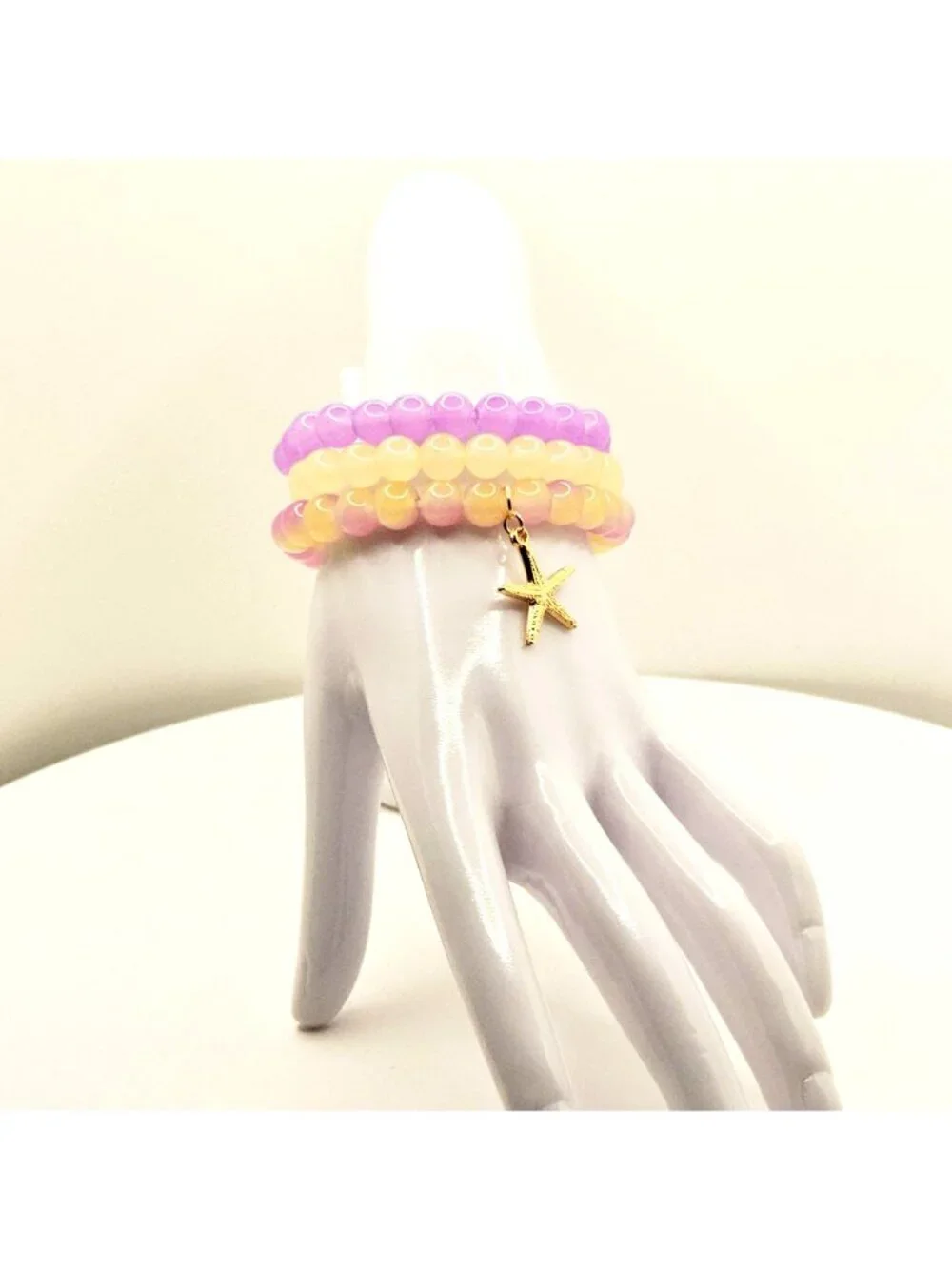 Pastel Bracelet Set, Starfish Bracelet Stack, Beach Jewelry Gift for Her